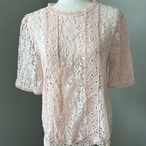 LOFT Delicate Blush Lace Blouse